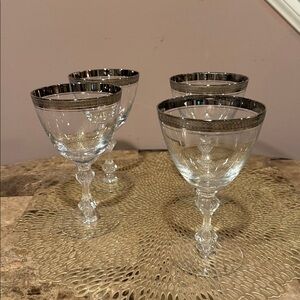 Reynolds “Royal Baroness” Platinum Lead Crystal Water/Wine Goblet, Set/4 (Set 2)